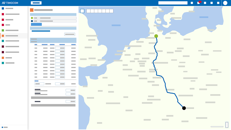 Izračunavanje rute kamiona u TIMOCOM Marketplace-u